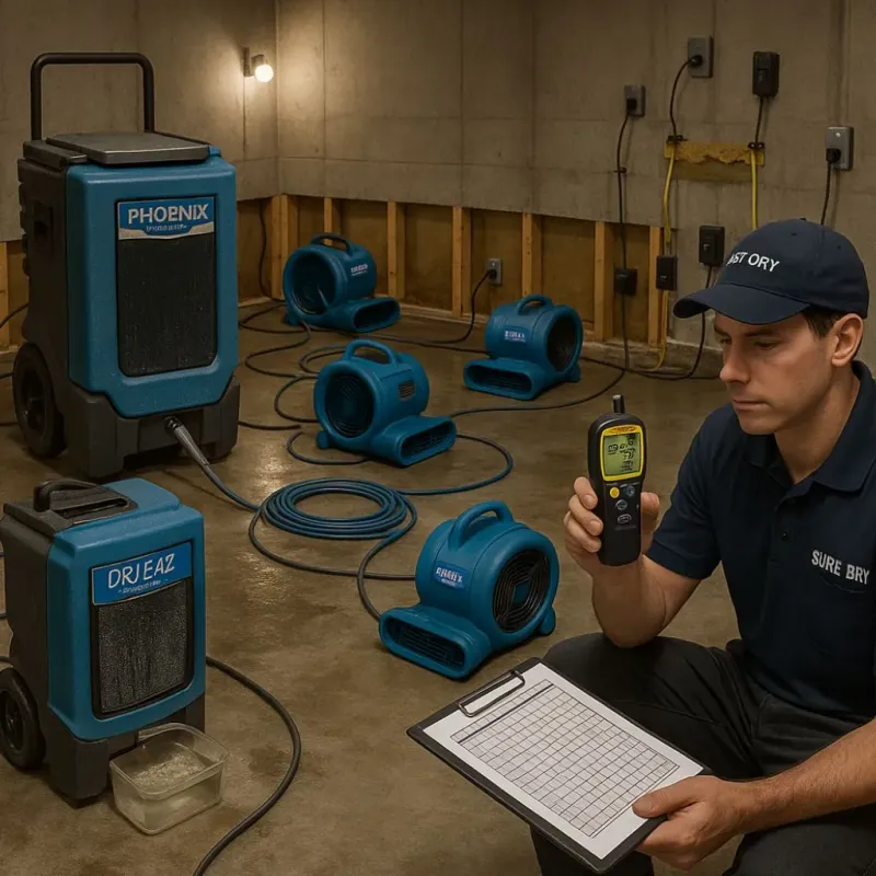 Structural Drying and Dehumidification process in Pineville, NC